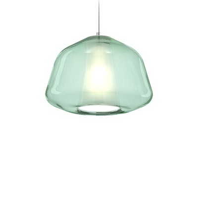 Lampadario in vetro verde design doppio vetro moderno 1176CR/S1-ALPHA-VE TOP LIGHT