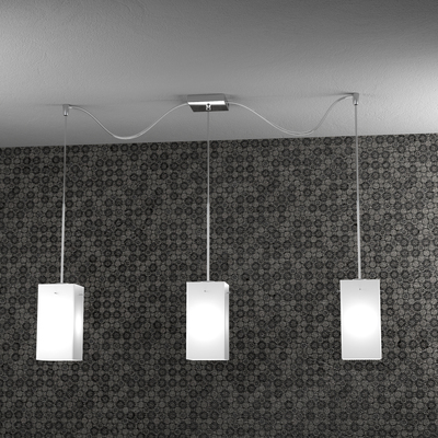 Lampadario multiplo distribuito 3 luci in vetro quadro verticale minimal  45660