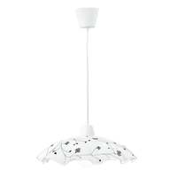 Lampadario semplice ondulato vetro bianco decoro fiorellini neri  42350