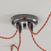 Dettaglio Lampadario moderno vintage 4 luci a vista con cavi in tessuto marrone