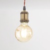 Particolare Lampadario moderno vintage 4 luci a vista con cavi in tessuto marrone