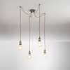 Lampadario moderno vintage 4 luci a vista con cavi in tessuto marrone 39667 LUCI VINTAGE