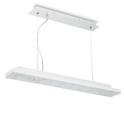 Lampadario moderno 5 luci led in fila lungo 80cm per tavolo ufficio studio CONCORDE SP5 IDEAL LUX