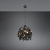 Piccolo lampadario a sospensione con cascata foglie nere con interno oro 41904 LEAVY LUCI MODERNE