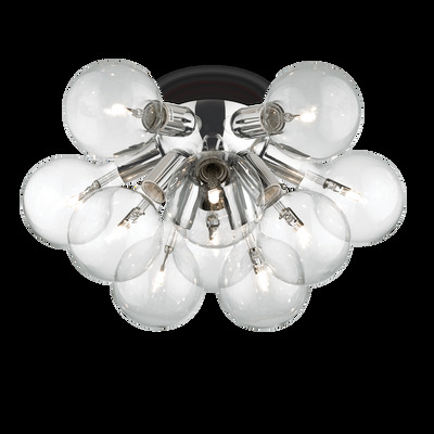 Plafoniera moderna cromo 10 luci lampadine a vista DEA PL10 IDEAL LUX