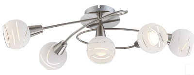Plafoniera 5 luci vetrino a righe trasparenti 54341-5 GLOBO LIGHTING