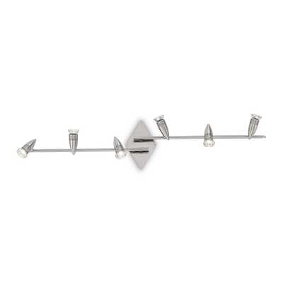 Asta a parete o a soffitto 6 faretti led ALFA PL6 NICKEL IDEAL LUX