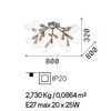 Ulteriore dettaglio di Lampadario a soffitto grande nero 20 luci a vista sparse SPARK PL20 IDEAL LUX