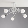 Particolare di Plafoniera lampadario bianco moderno 5 luci a vista braccetti nodo bianco dettagli cr
