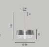 Immagine aggiuntiva di Lampadario chic 56cm metallo bianco e tessuto grigio romantico camere salotti