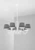 Particolare di Lampadario grande romatico chic ampio 79cm 8 luci bianco e grigio  43856
