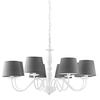 Lampadario grande romatico chic ampio 79cm 8 luci bianco e grigio  43856