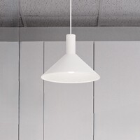 Lampadario a sospensione cono metallo bianco 28 cm moderno  45490