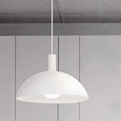 Lampadario a sospensione cupola bianco 40 cm moderno  45488