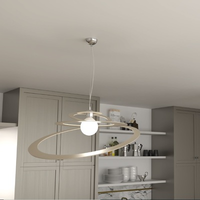 Lampadario a sospensione sabbia 70cm grande living cucina cerchi concentrici 1197/S70-SA BUNGEE TOP