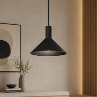 Lampadario a sospensione cono nero 28 cm moderno  45493