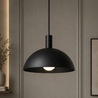 Lampadario a sospensione cupola nero 40 cm moderno  45491