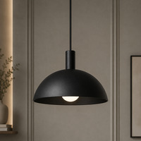 Lampadario a sospensione cupola nero 40 cm moderno  45491