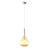 Sospensione moderna piccola E27 vetro ampolla ambra montatura cromata 1177CR/S1-AM KONA TOP LIGHT