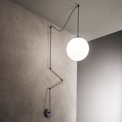 Lampadario sfera decentrato attacco parete o soffitto 12m nero BOA SP1 NERO IDEAL LUX