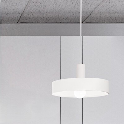 Lampadario a sospensione cilindro 30cm bianco tamburo moderno  45489