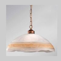 Lampadario piatto classico 40cm struttura bronzata bordo ondulato fascia ambra  44850