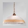 Lampadario piatto classico 40cm struttura bronzata bordo ondulato fascia ambra  44850