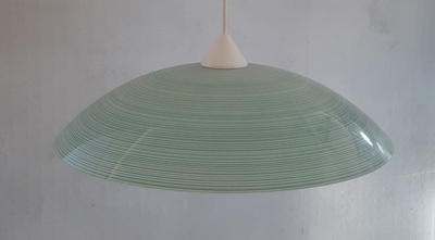 Sospensione vetro rigato verde diametro 40cm 39308 LUCI MODERNE
