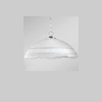Lampadario piccolo con catena cromata e vetro bianco bordo ondulato LUCI