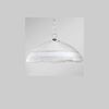 Lampadario piccolo con catena cromata e vetro bianco bordo ondulato LUCI