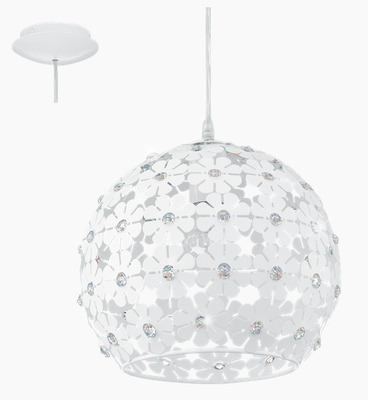 Lampadario 30cm fiori e cristalli 92283 EGLO