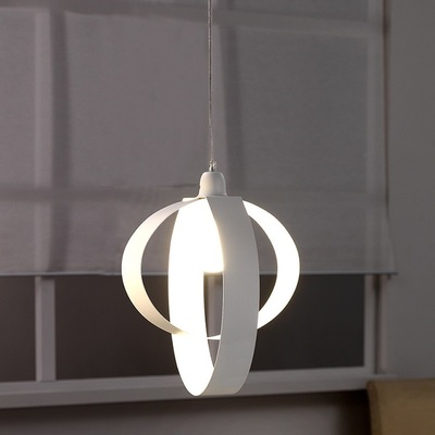 Piccolo lampadario a sospensione in metallo colore bianco ellisse 41431 LUCI MODERNE