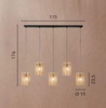 Immagine aggiuntiva di Lampadario lineare 5 luci a cilindro fili di carta naturale  41885