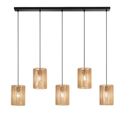 Lampadario lineare 5 luci a cilindro fili di carta naturale 41885 LUCI MODERNE