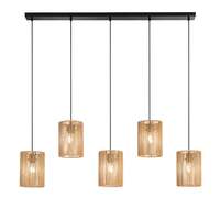 Lampadario lineare 5 luci a cilindro fili di carta naturale 41885 LUCI MODERNE