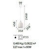 Misure Lampadario a cupoletta da 35cm in vimini  HAUNT SP1 IDEAL LUX