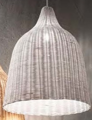 Lampadario a cupoletta da 35cm in vimini bianco SP1 BIANCO LUCI E COLORI