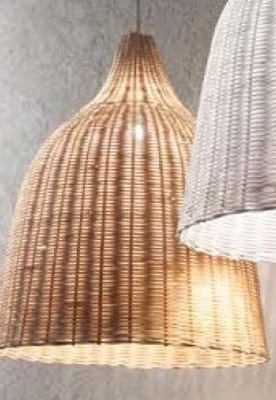 Lampadario design cupoletta in vimini naturale SP1 LEGNO LUCI E COLORI