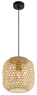 Lampadario in rete di bamb&ugrave; piccolo 23cm filo nero 15367H MIRENA GLOBO LIGHTING