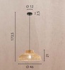 Immagine aggiuntiva di Lampadario a cupola in fili di carta naturale a forma di mezzo esagono 46cm  