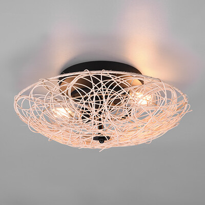 Intreccio tondo di rattan su plafoniera 40cm 2xE27 41818 LOVIS LUCI MODERNE