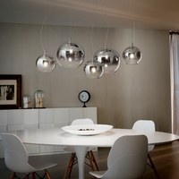 Lampadario grande 1 metro 5 multi sfere aperte a grappolo cromo sfumate mirror NEMO SP5 CROMO SFUMAT