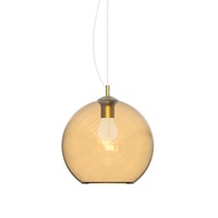 Lampadario sfera ambra 30cm aperta tendenza per arredo moderno NEMO SP1 D30 AMBRA IDEAL LUX