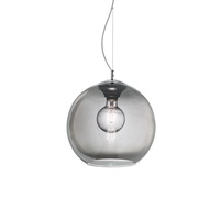 20cm Fum&egrave; - Sospensione Vetro Fum&egrave; Grigio Luce Stile Industrial 20cm NEMO SP1 D20 FUME IDEAL LUX