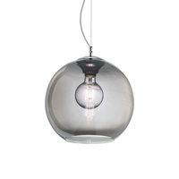 40cm Fum&egrave; - Sospensione Vetro Fum&egrave; Grigio Luce Stile Industrial 40cm NEMO SP1 D40 FUME IDEAL LUX