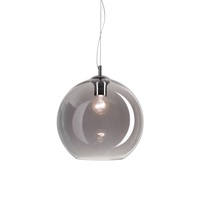 Sospensione Vetro Sfera aperta Fum&egrave; Grigio Luce Stile Industrial 30cm NEMO SP1 D30 FUME IDEAL LUX