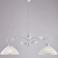 Lampadario bilanciere 2 luci classico moderno shabby montatura bianco argento foglie  42456