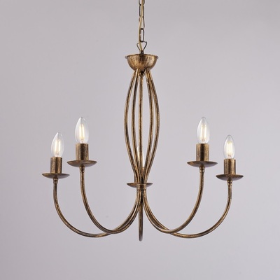 Lampadario 5 luci bronzato rustico luminoso luci a vista struttura semplice BOTTE LUCI E COLORI