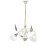 Particolare di Lampadario 3 luci con campanule di vetro e foglie verde antico  45116