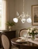 Lampadario 3 luci con campanule di vetro e foglie verde antico  45116